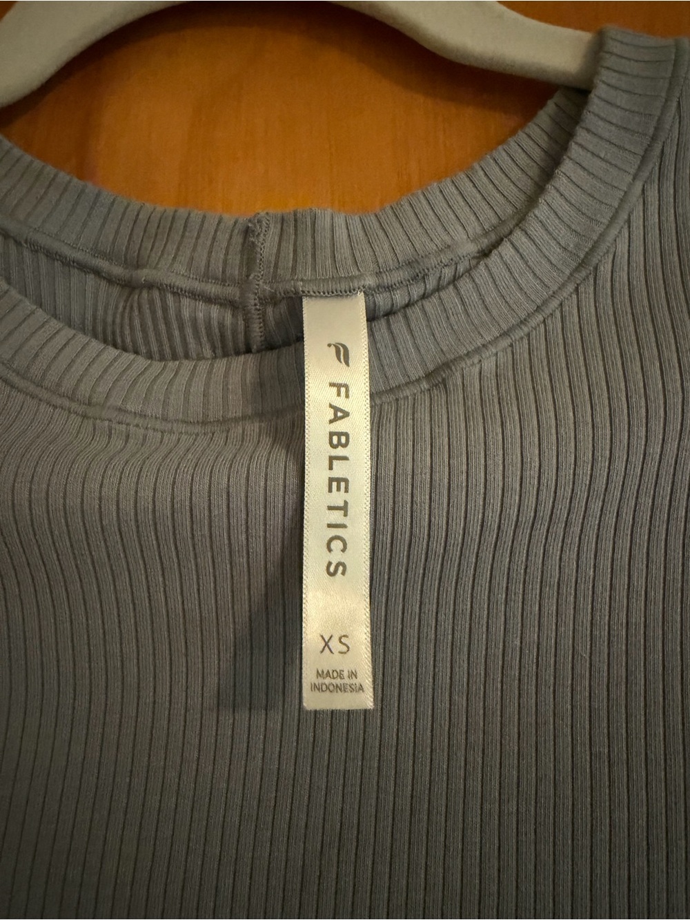 Fabletics Light Blue Ribbed Short Sleeve Top - Picture 3 of 5